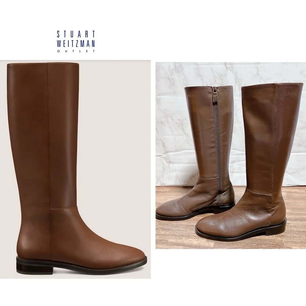 Stuart WEITZMAN GRACIE Tubo Knee High Riding Boots Brown Leather Womens US 5.5